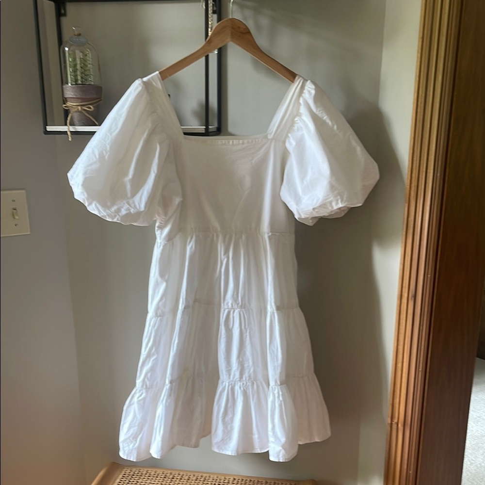 OAK + FORT White Puff Sleeve Dress
